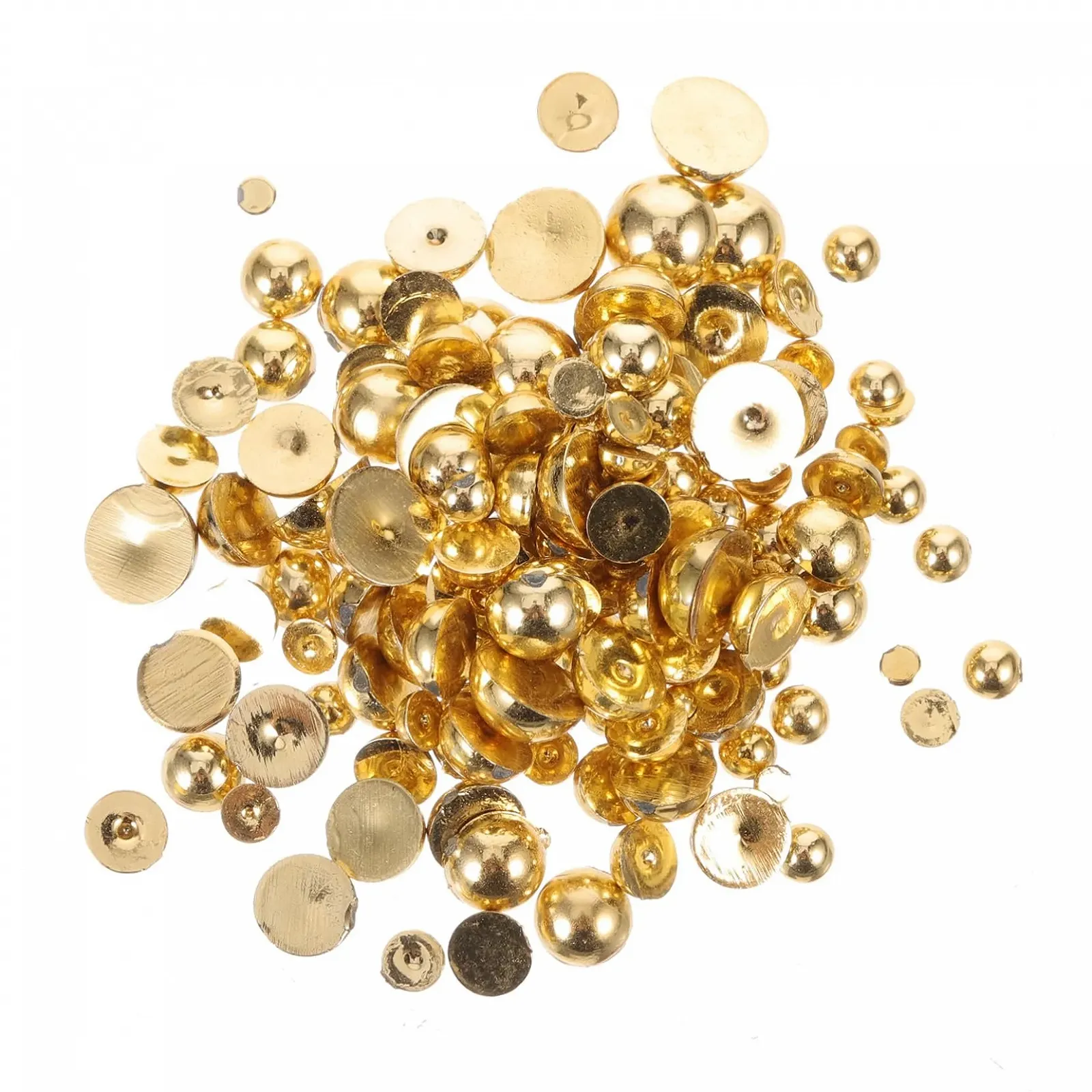 Прикраса для нігтів Lurrose 1000 шт. Напівкруглі пластикові перлини Золотисті, фото №2