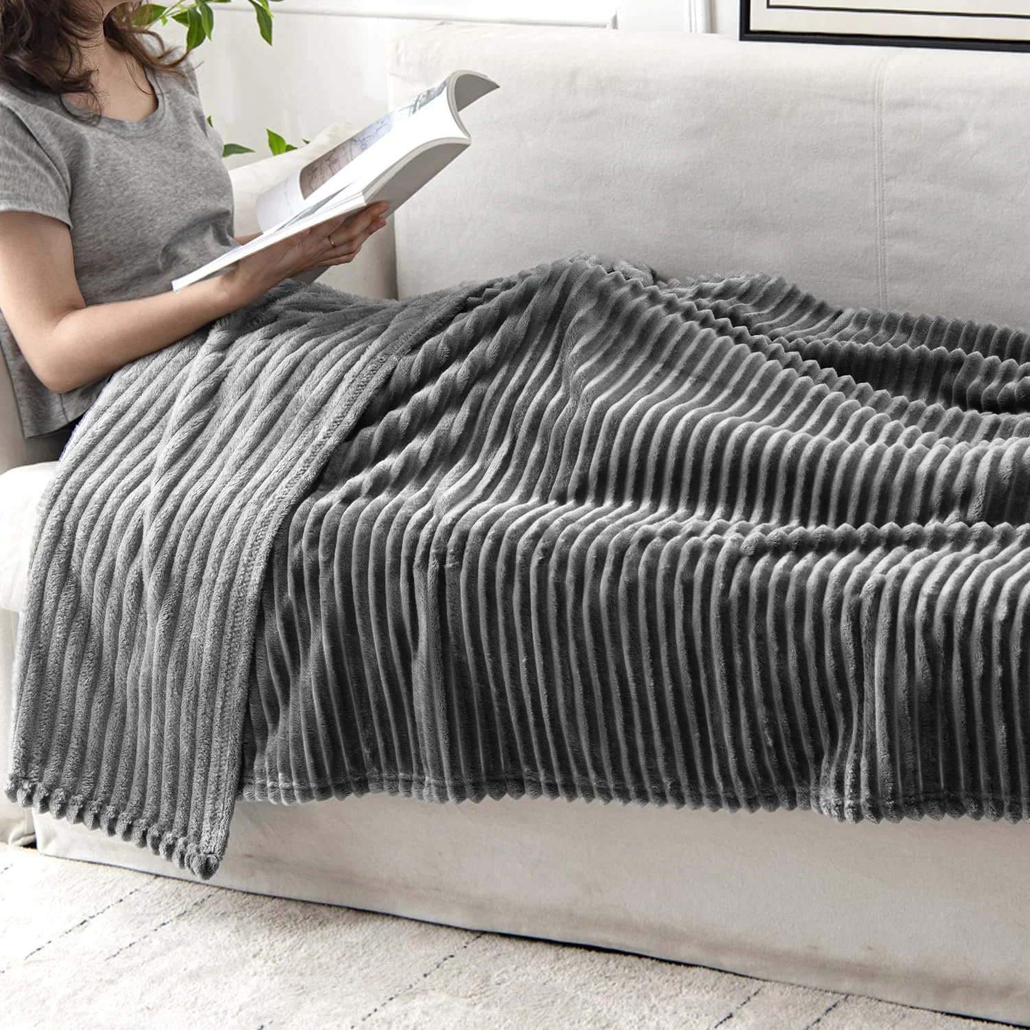 Плед MIULEE Cuddly Fleece, Фланелевий Плед, Однотонний, фото №5