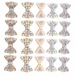 Подвеска для ногтей Healvian, набор 100 шт., украшения с бриллиантами, бисер, стразы, бантики, блестки, кристаллы, металлические 3D - Фото 1