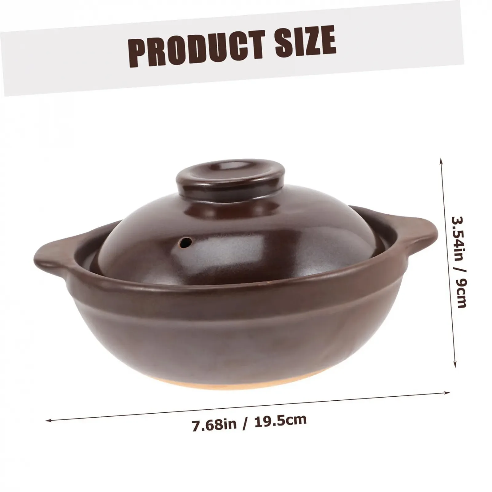 Кастрюля керамическая Gatuida Small Clay Pot С крышкой для лапши термостойкая с пароотводом Коричневая, фото №2