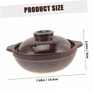 Кастрюля керамическая Gatuida Small Clay Pot С крышкой для лапши термостойкая с пароотводом Коричневая synthetic.ua - Фото 1