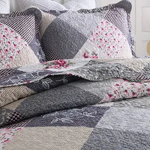 Покривало Qucover 240 x 260 см, клаптиковий візерунок, мікрофібра, покривало для двоспального ліжка synthetic.ua - Фото 1