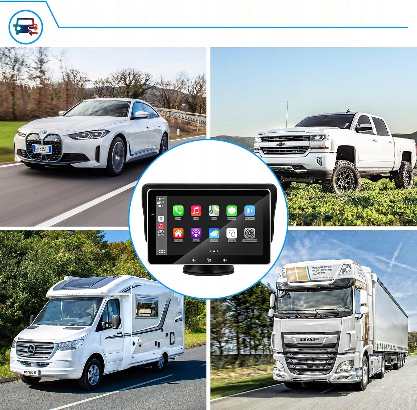Автомагнитола Urvolax Dash / 7" Сенсорная / Apple CarPlay / Android Auto / Wi-Fi / GPS / Bluetooth / AUX / USB, фото №3