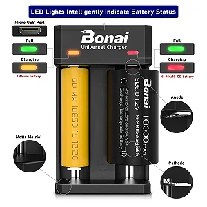 Універсальний USB зарядний пристрій BONAI для акумуляторів LED для 3.7 В 18650 26650 Li-Ion та 1.2 В NI-MH/NI-CD AA AAA C D synthetic.ua - Фото 1