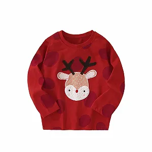 Різдвяний світшот для дівчат Generisch, з довгими рукавами, круглим вирізом, принтом оленів - Фото 1