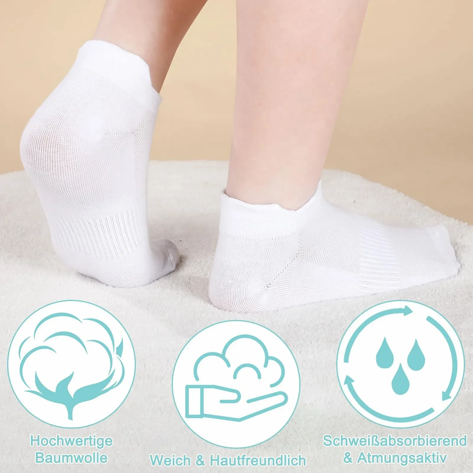 Шкарпетки спортивні Жіночі Білі 6 пар, розмір 36-40, фото №4