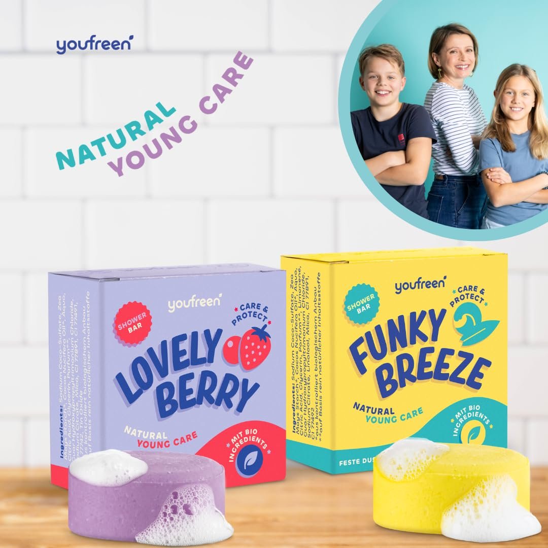 Твердый гель для душа youfreen Mix с органическим кокосовым маслом 2 x 75 г, фото №2