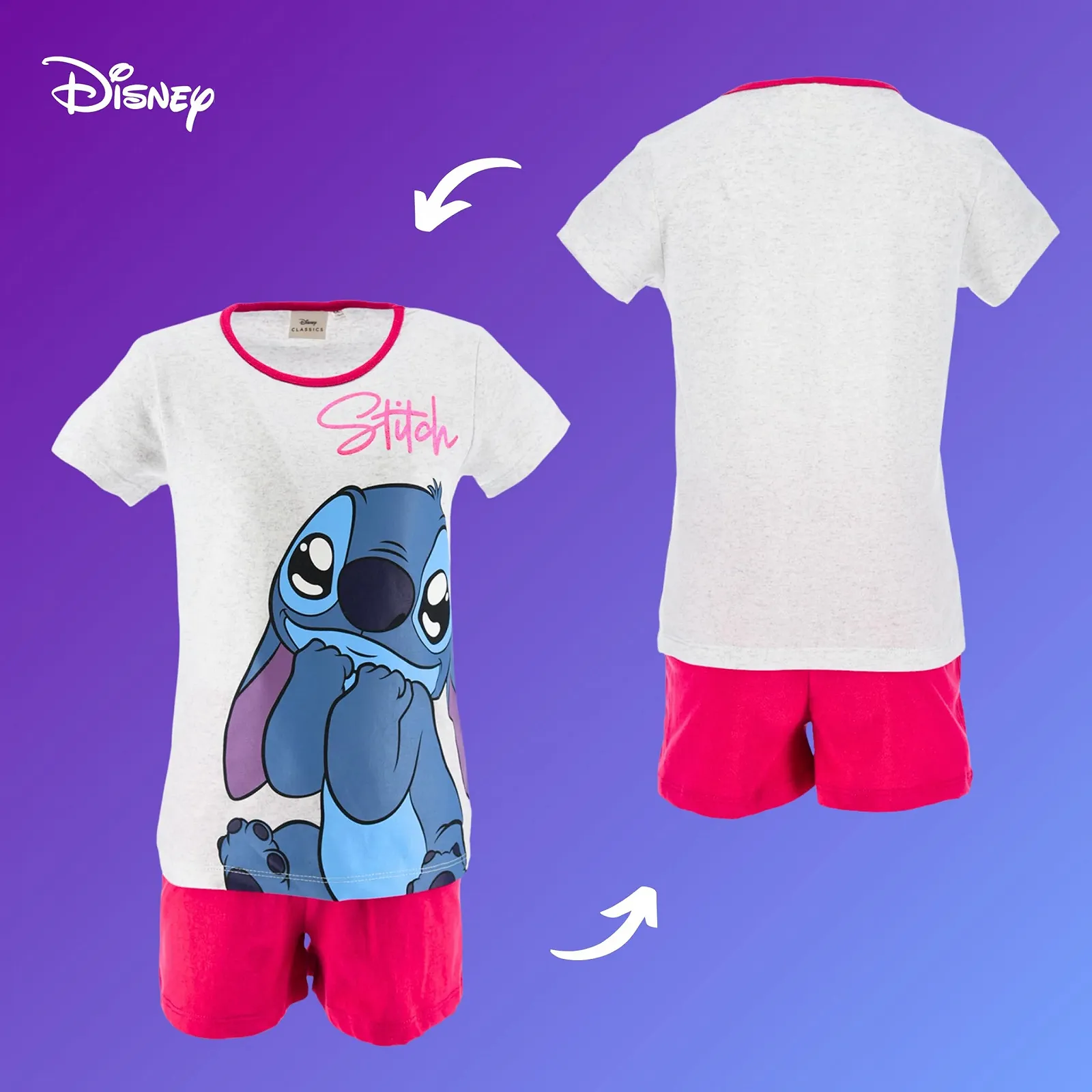 Піжама Disney Stitch, комплект з футболки та шортів, дизайн Stitch, для дівчат, фото №8 Піжама Disney Stitch, комплект з футболки та шортів, дизайн Stitch, для дівчат, фото №8