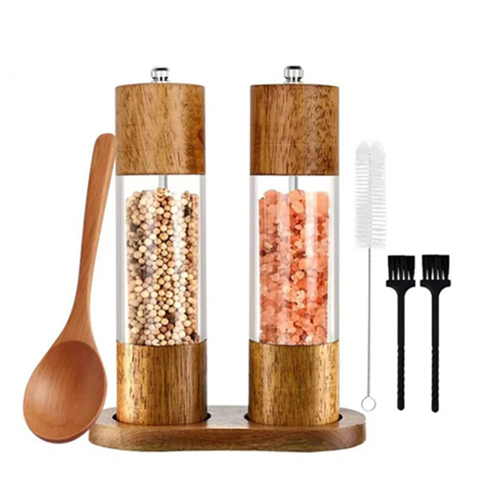 Набор ручных мельниц для специй Регулируемая грубость помола Соль и перец Прозрачный акрил, фото №8 Набор ручных мельниц для специй Регулируемая грубость помола Соль и перец Прозрачный акрил, фото №8
