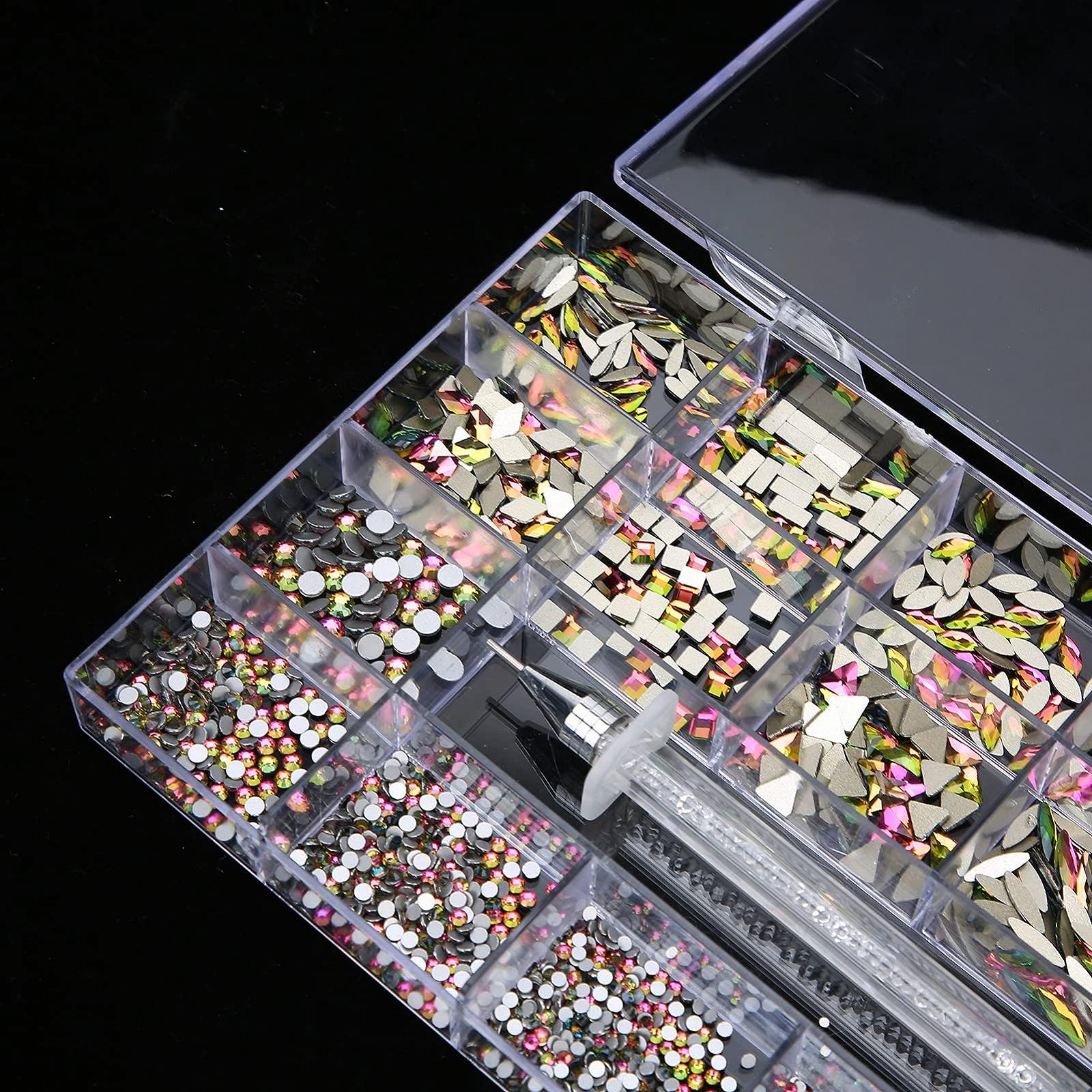 Стразы для ногтей K9 стекло, 13 стилей с коробкой, разноцветные, фото №9