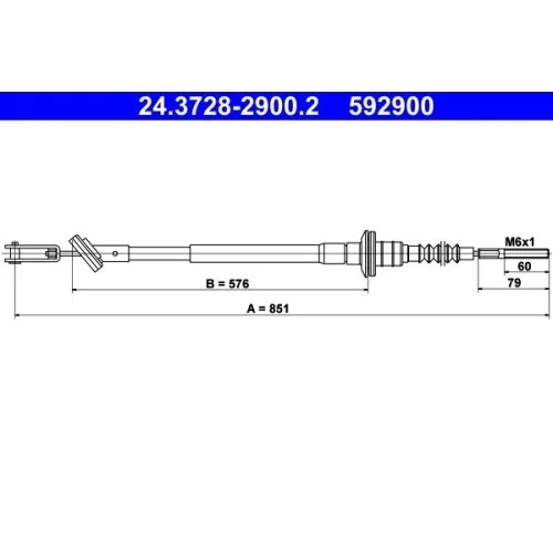 Трос сцепления ATE 24.3728-2900.2 для CHEVROLET DAEWOO, фото №1