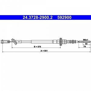 Трос сцепления ATE 24.3728-2900.2 для CHEVROLET DAEWOO - Фото 1