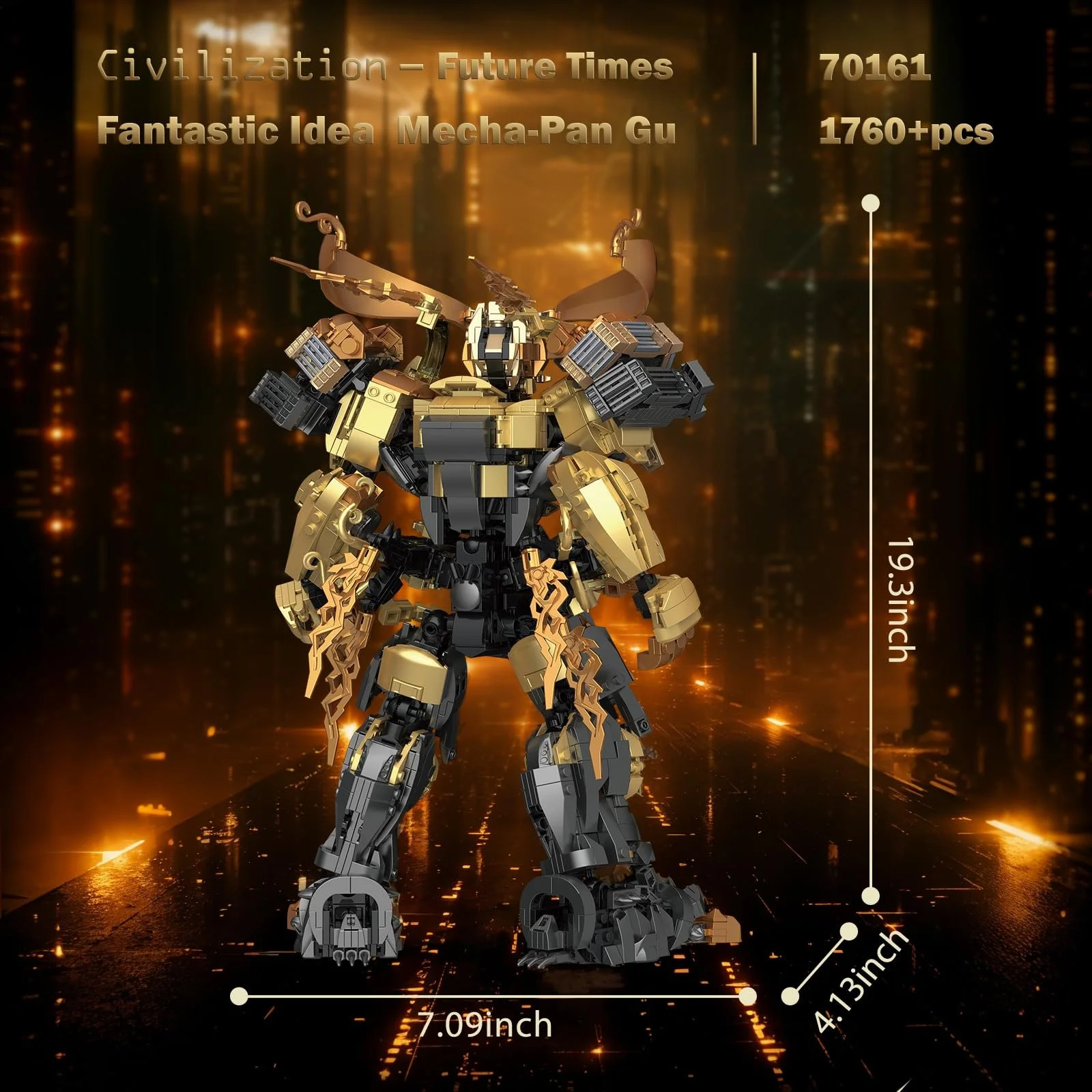 Конструктор меха JMBricklayer 70161 со зброей и подвижными суставами Черный/Золотой, фото №4