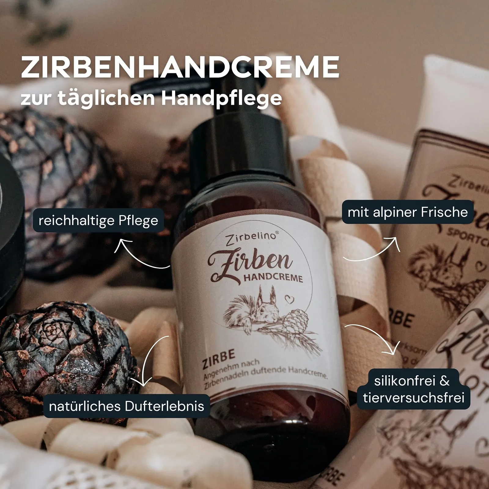 Крем для рук ZirbenHand Увлажняющий с дозатором 100 мл, фото №5