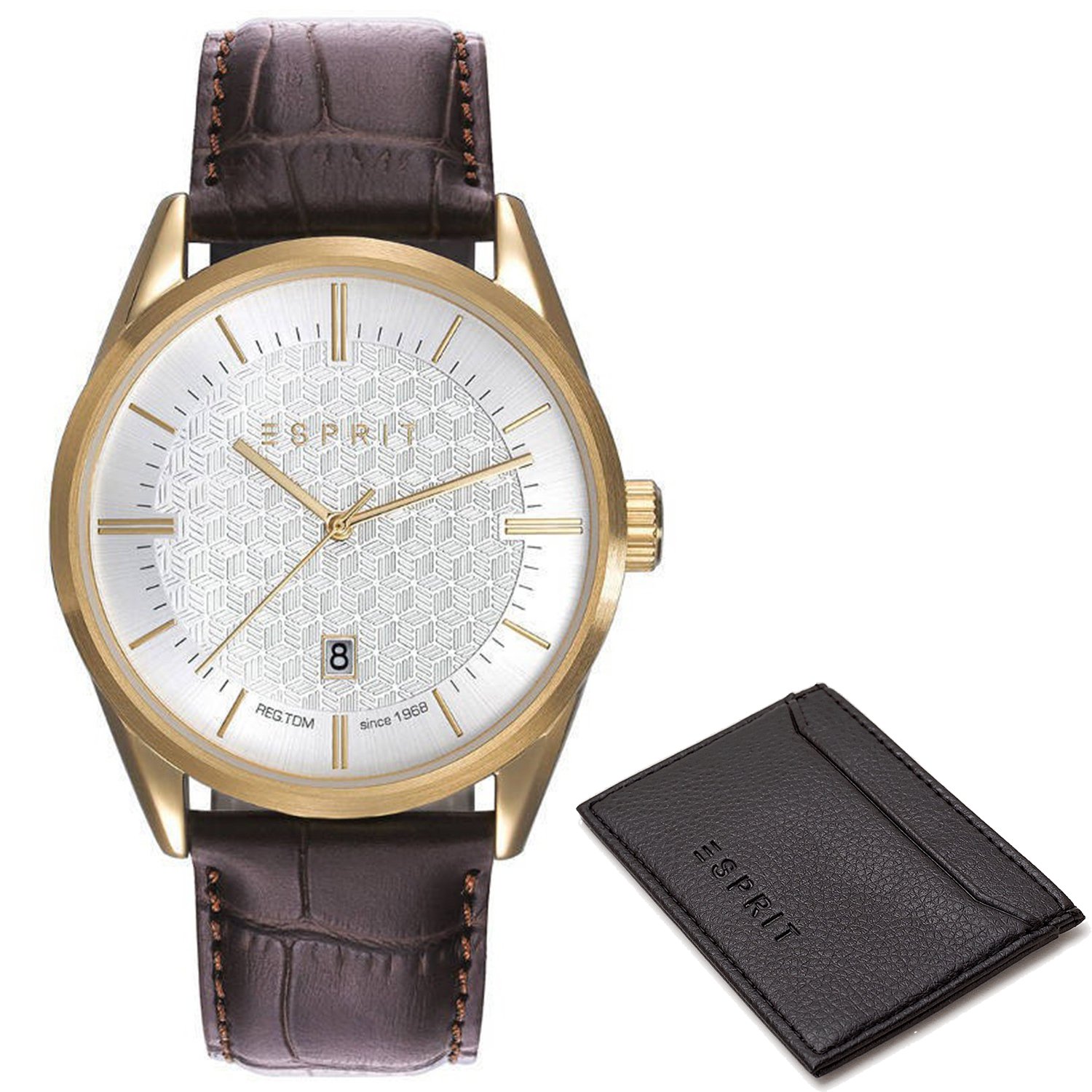Часы ESPRIT Herren Analog Klassisch Кварцевый с кожаным ремешком ES109421002, фото №1