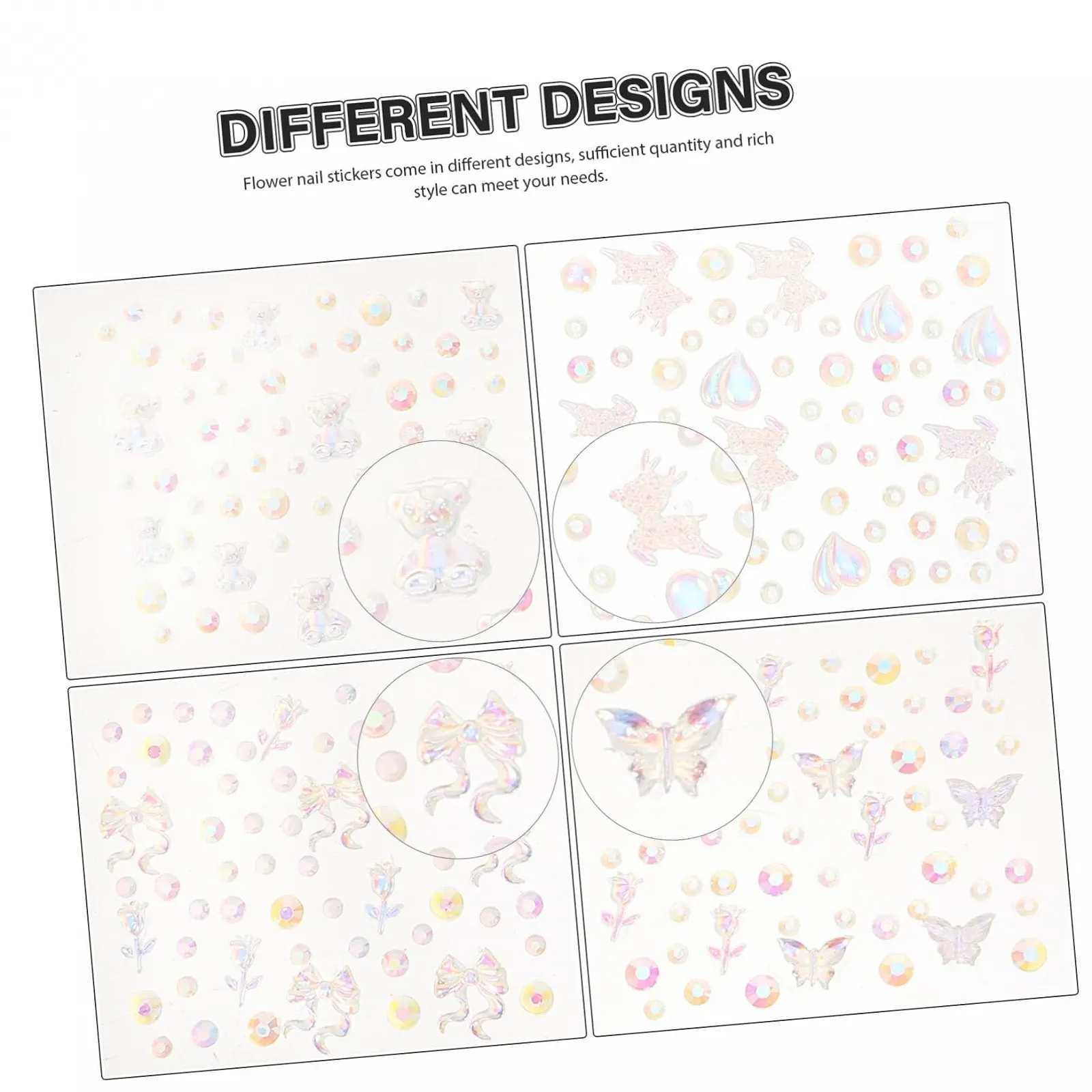 Стразы для ногтей Angoily 4bl". Цветка, самоклеящиеся, водостойкие, фото №7