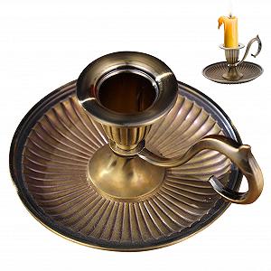 Подсвечник из латуни винтажный с ручкой съемный с покрытием ржавчины для рождественского свадебного украшения дома synthetic.ua - Фото 1