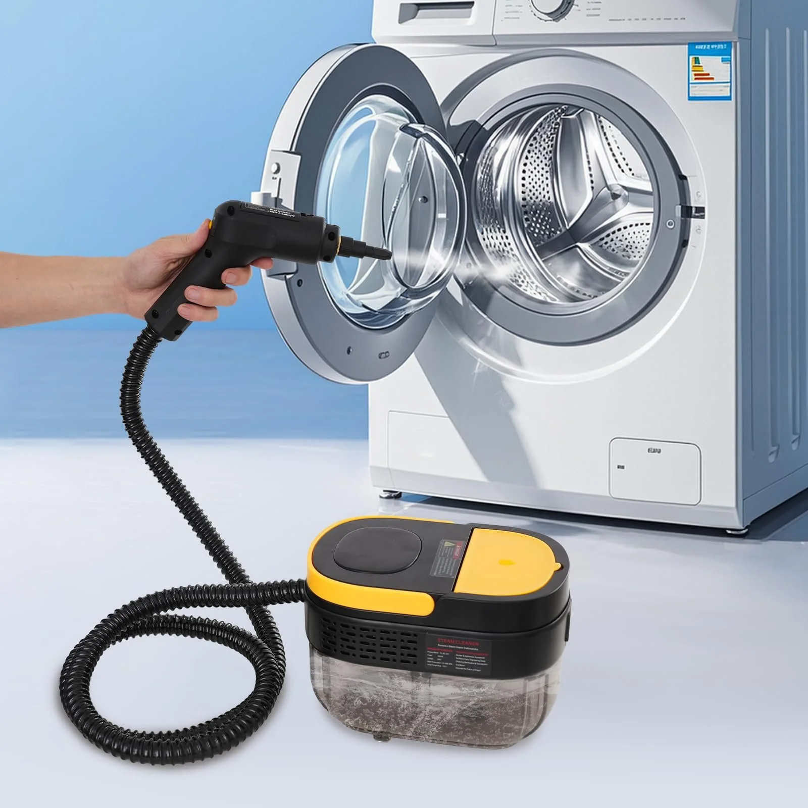 Пароочиститель портативный 1500 Вт 3.0 Бар 1600 мл Черный и желтый, фото №3