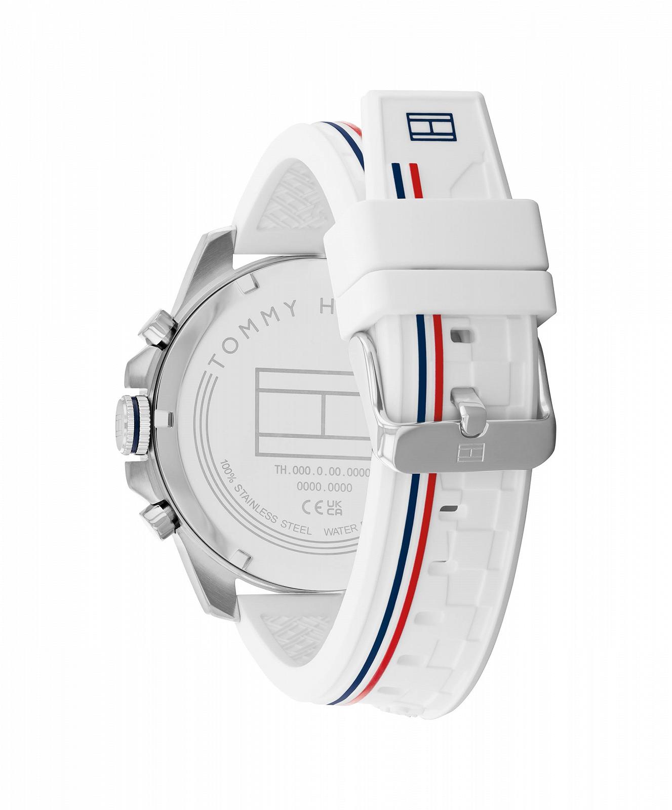 Мужские аналоговые многофункциональные кварцевые часы Tommy Hilfiger с силиконовым, нержавеющим стальным или кожаным ремешком, дополнительные циферблаты для дня и даты, водонепроницаемость до 5 атм., фото №3