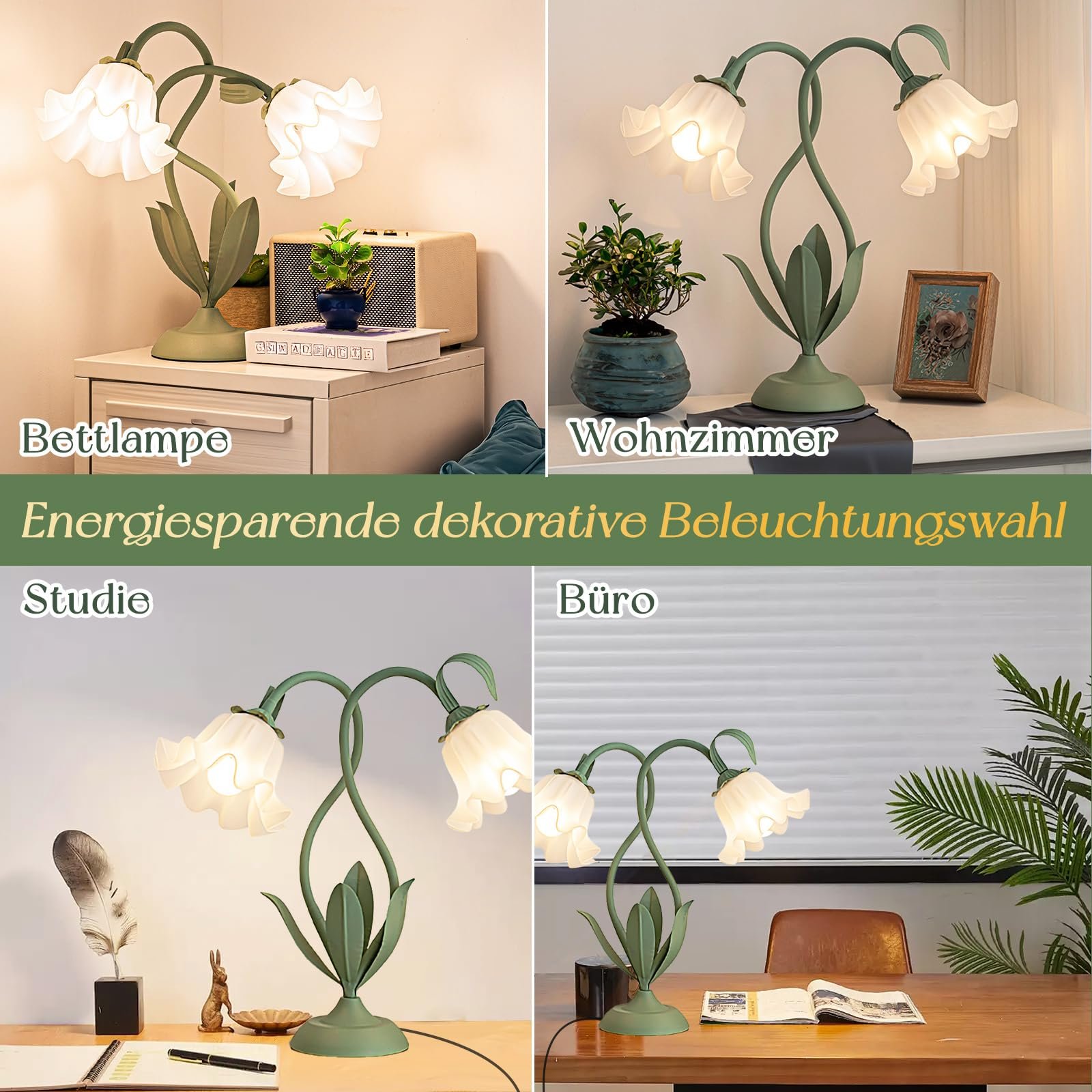 Настільна лампа Квітка Подвійна Металева Поворотна з вимикачем на кабелі, фото №6