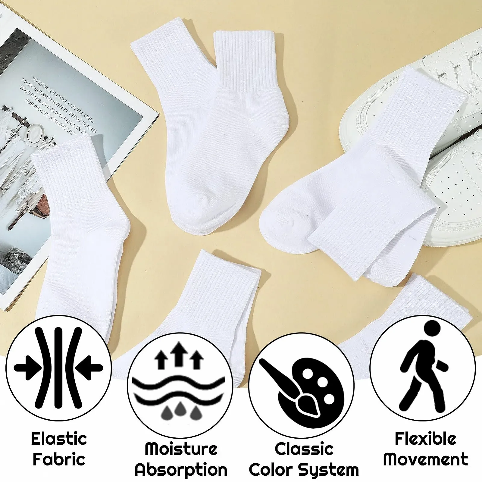 Спортивні шкарпетки Unisex Білий 38-43 Бавовна, фото №4