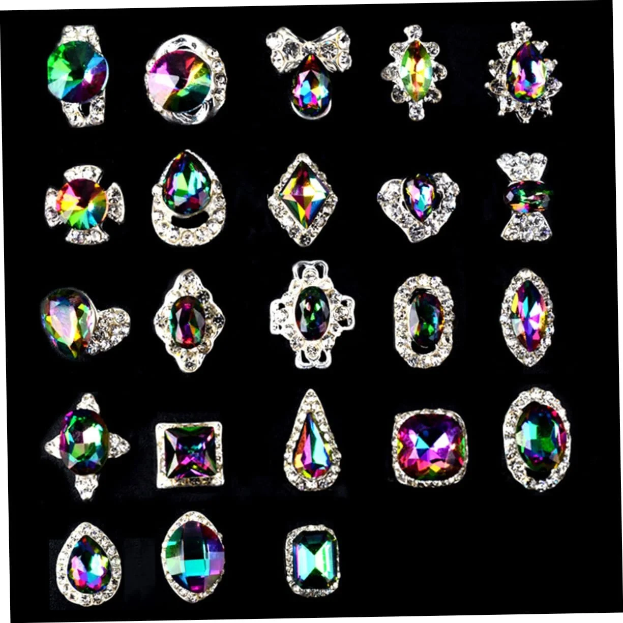 Украшения для ногтей Housoutil Кристальные 20 шт разноцветные стразы AB-бриллианты, случайный стиль, фото №4