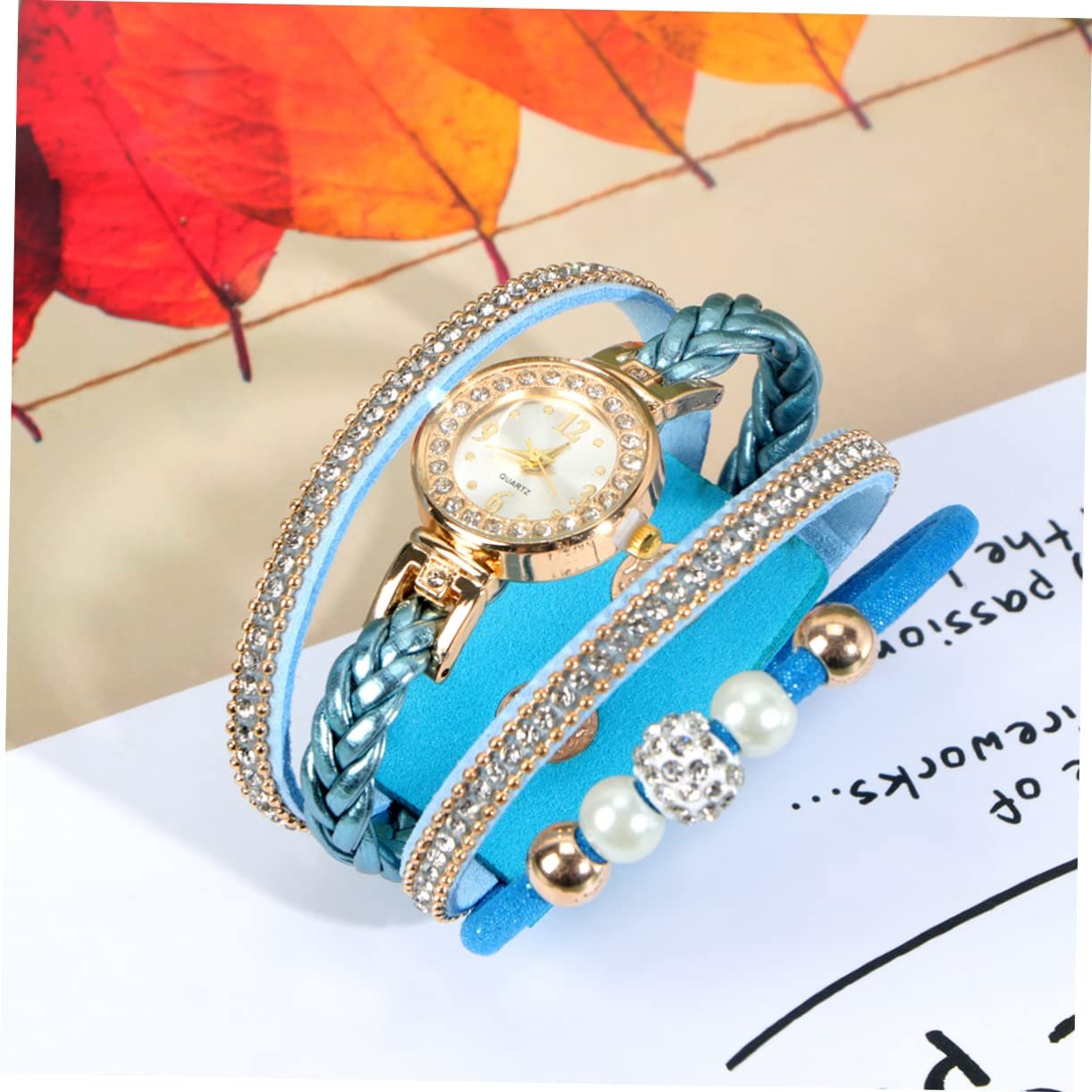 Жіночий годинник Healvian Плетені браслети з бісеру Чорний, фото №2