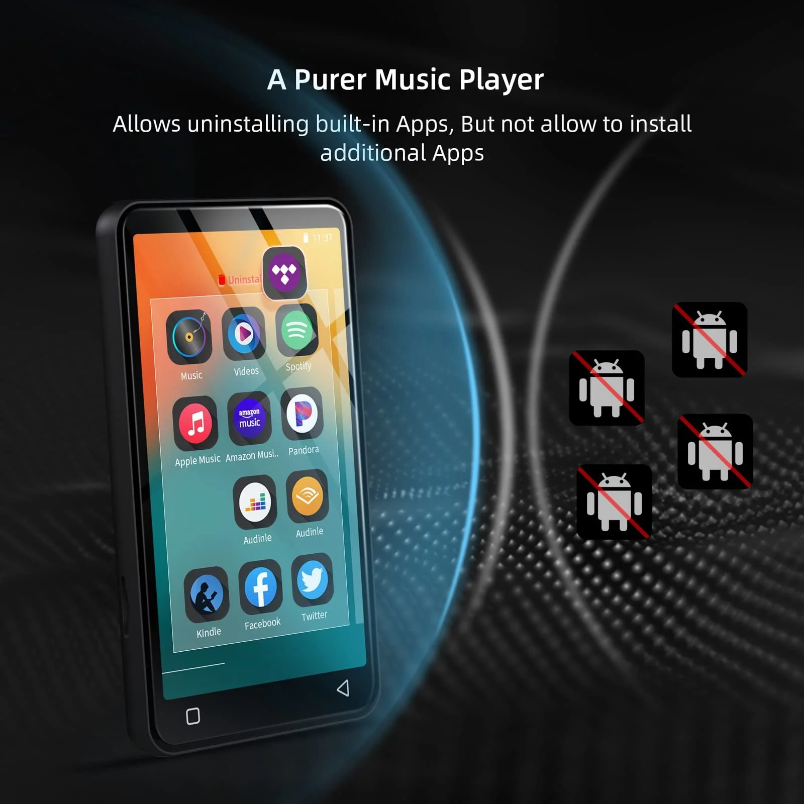 MP3-плеер innioasis G1 Bluetooth Wi-Fi Черный, фото №7