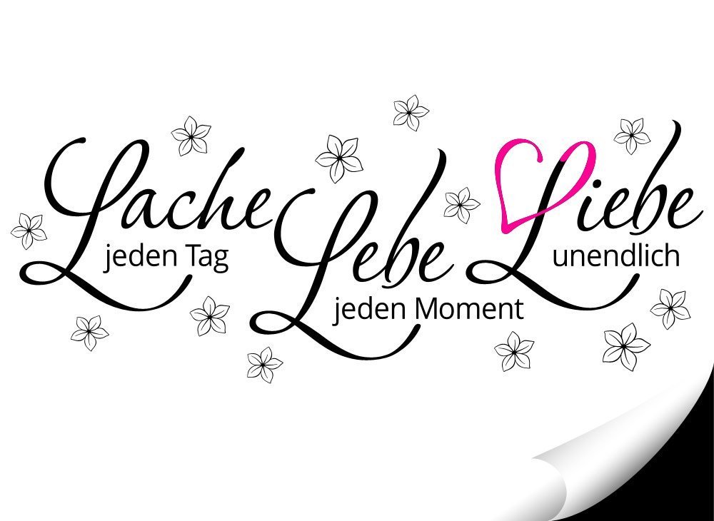 Наклейка для стін Grandora W5122 Live Laughter Love 110 x 46 см Рожевий Чорний, фото №2 Наклейка для стін Grandora W5122 Live Laughter Love 110 x 46 см Рожевий Чорний, фото №2