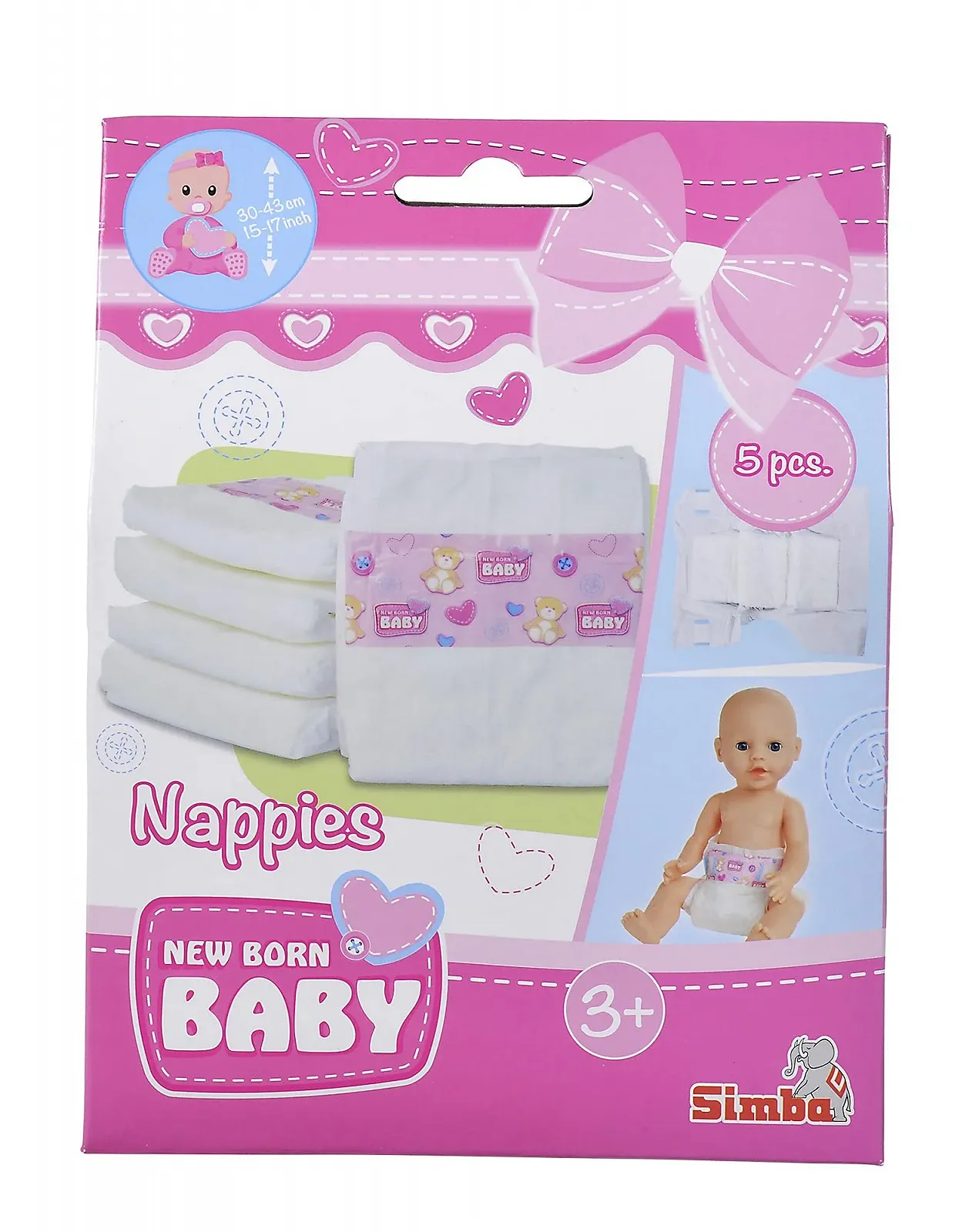 Набір підгузків для ляльок New Born Baby 38-43 см 5 шт., фото №1 Набір підгузків для ляльок New Born Baby 38-43 см 5 шт., фото №1