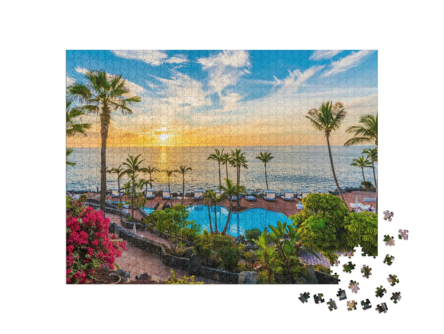 Пазл puzzleYOU Puzzle Collection Spain, Atlantic, Island & Sea Закат на побережье Адехе, Тенерифе, Испания 1000 элементов, фото №2