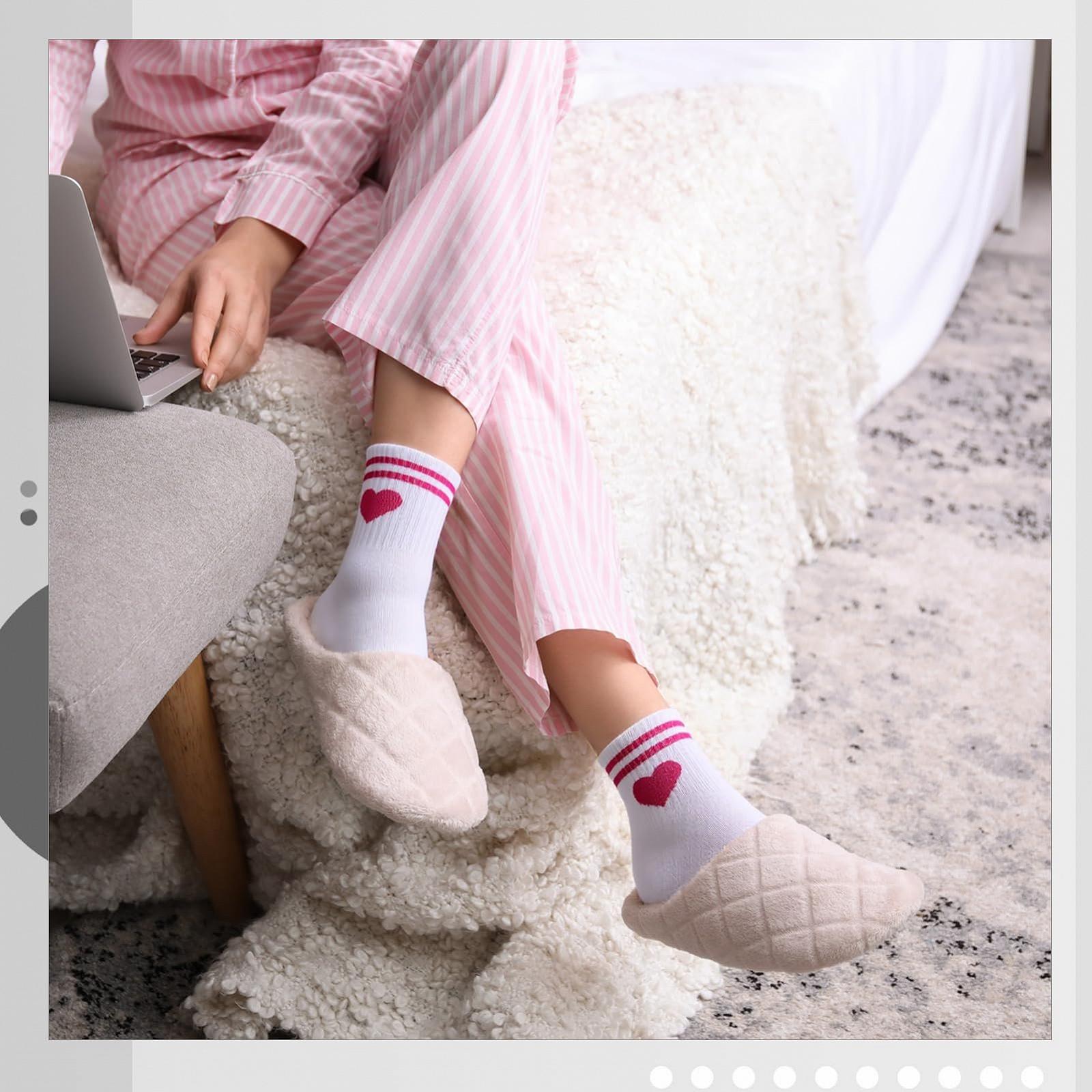 Женские теннисные носки Белый цвет, 4 пары, размер 39-42, спортивные носки в полоску с сердечками, теннисные носки, дышащие хлопковые носки для женщин, фото №6