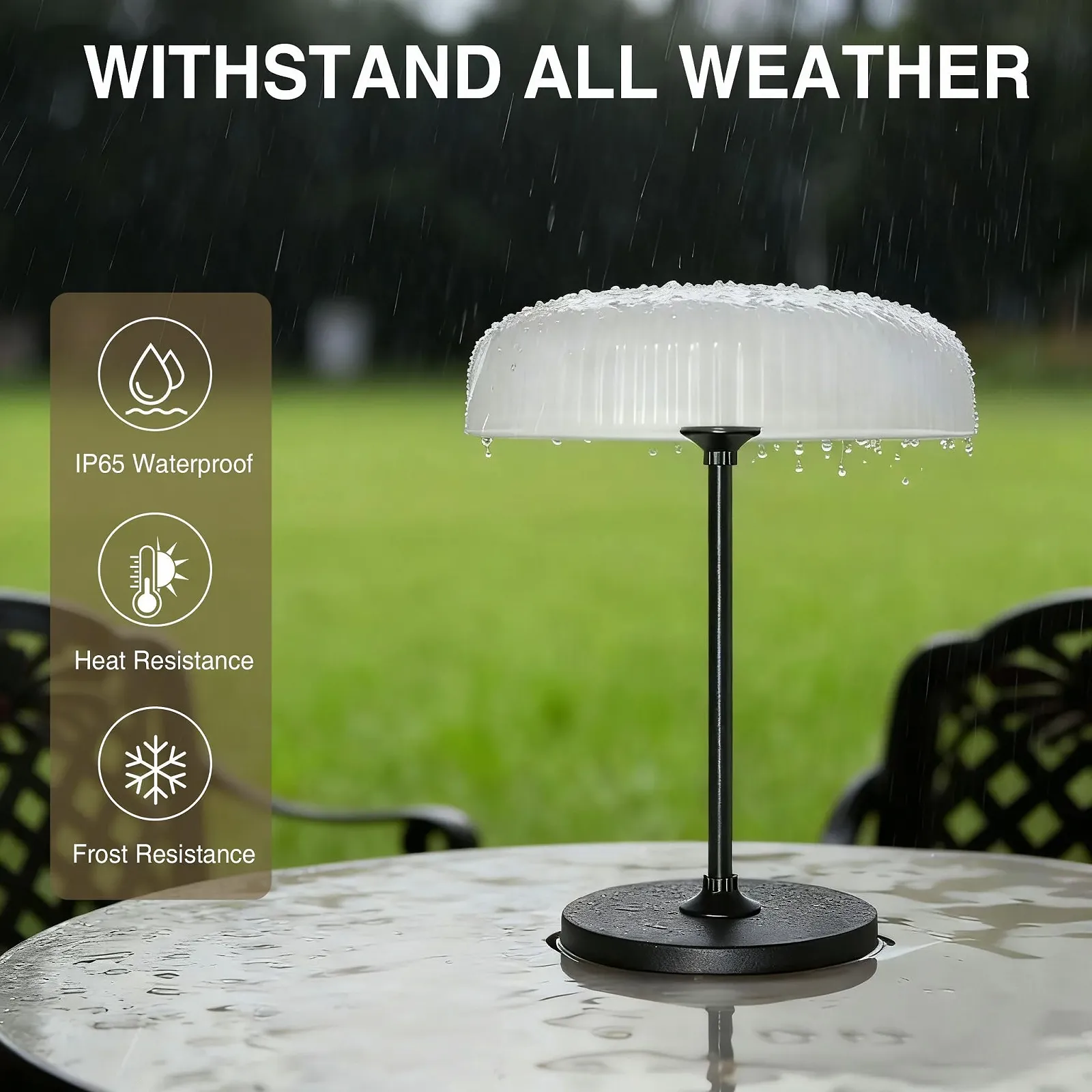 Настільна лампа AGOTD Solar Outdoor Wireless USB-C Touch Dimmable Warm White Cool White IP65, фото №6