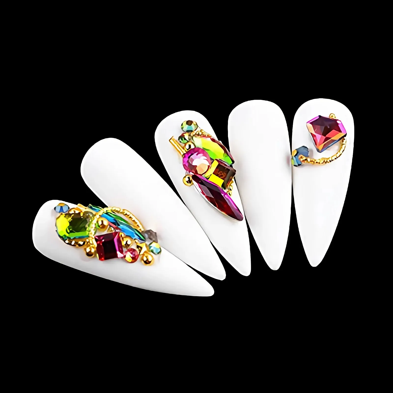 Стразы Yzzseven, 12 типов, 600 бриллиантов + 2500 плоских страз, микс 20 стилей, кристаллы с плоской задней стороной, 3D украшения, набор камней для ногтей, DIY (разноцветные), фото №5