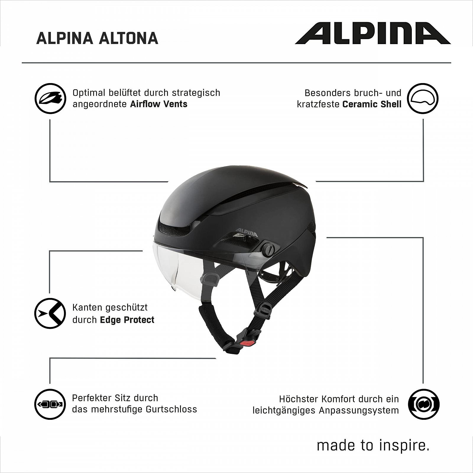 Шолом Велосипедний ALPINA Altona M Charcoal/Anthracite Matt 2021, фото №6