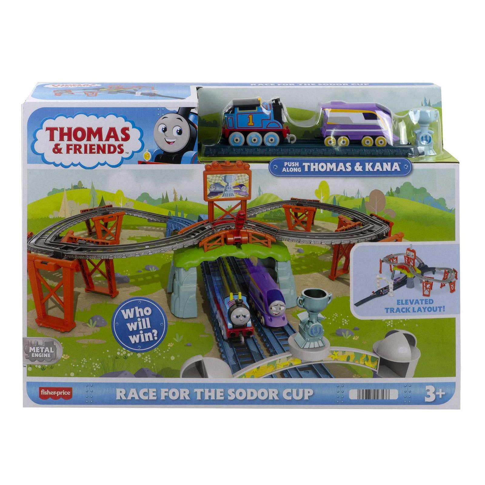 Іграшковий поїзд Thomas and Friends Fisher-Price HFW03 - Гонка за кубок Содора, фігурка Томас і Кана з поїздом та гоночною трасою, для дітей від 3 років, фото №7