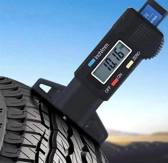 Измеритель глубины протектора шин цифровой с LED-дисплеем Fer черный, фото №4