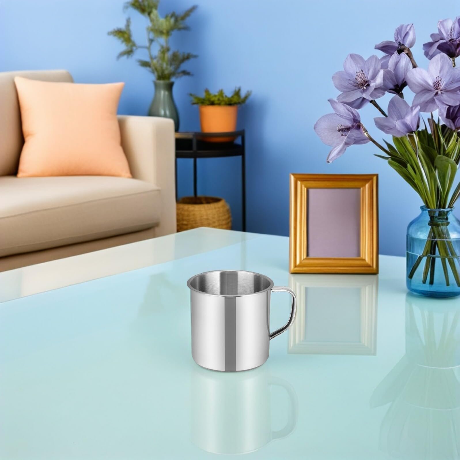 Набор из 2 питьевых чашек из нержавеющей стали. Многоцелевые герметичные чашки для воды для детских комнат и отдыха. Идеально подходят для школьных поездок и занятий спортом., фото №6