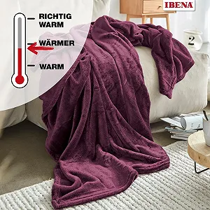 Плед Ibena Olbia 150 x 200 см – Мягкий, теплый и пригодный для стирки, флисовый плед Фиолетовый однотонный synthetic.ua - Фото 1