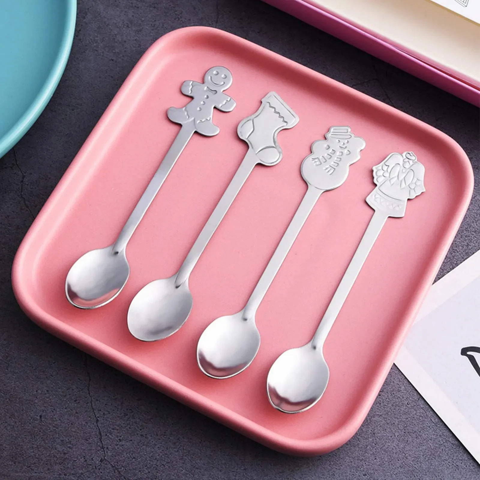 Ложка з нержавіючої сталі HOWAF Різдвяна, 6 шт, для кави, чаю, десертів, фото №6