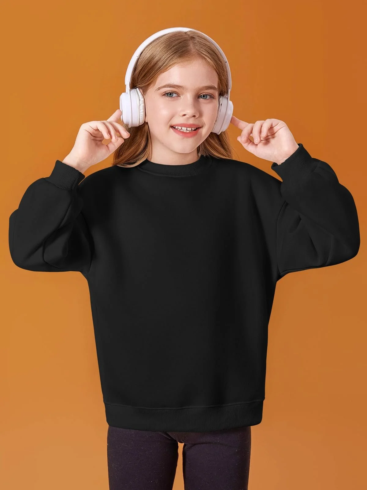 Свитшот Haloumoning для девочек, с круглым вырезом, оверсайз, легкий пуловер, спортивный, с длинными рукавами, однотонный, базовый, для детей 5-14 лет, фото №2 Свитшот Haloumoning для девочек, с круглым вырезом, оверсайз, легкий пуловер, спортивный, с длинными рукавами, однотонный, базовый, для детей 5-14 лет, фото №2