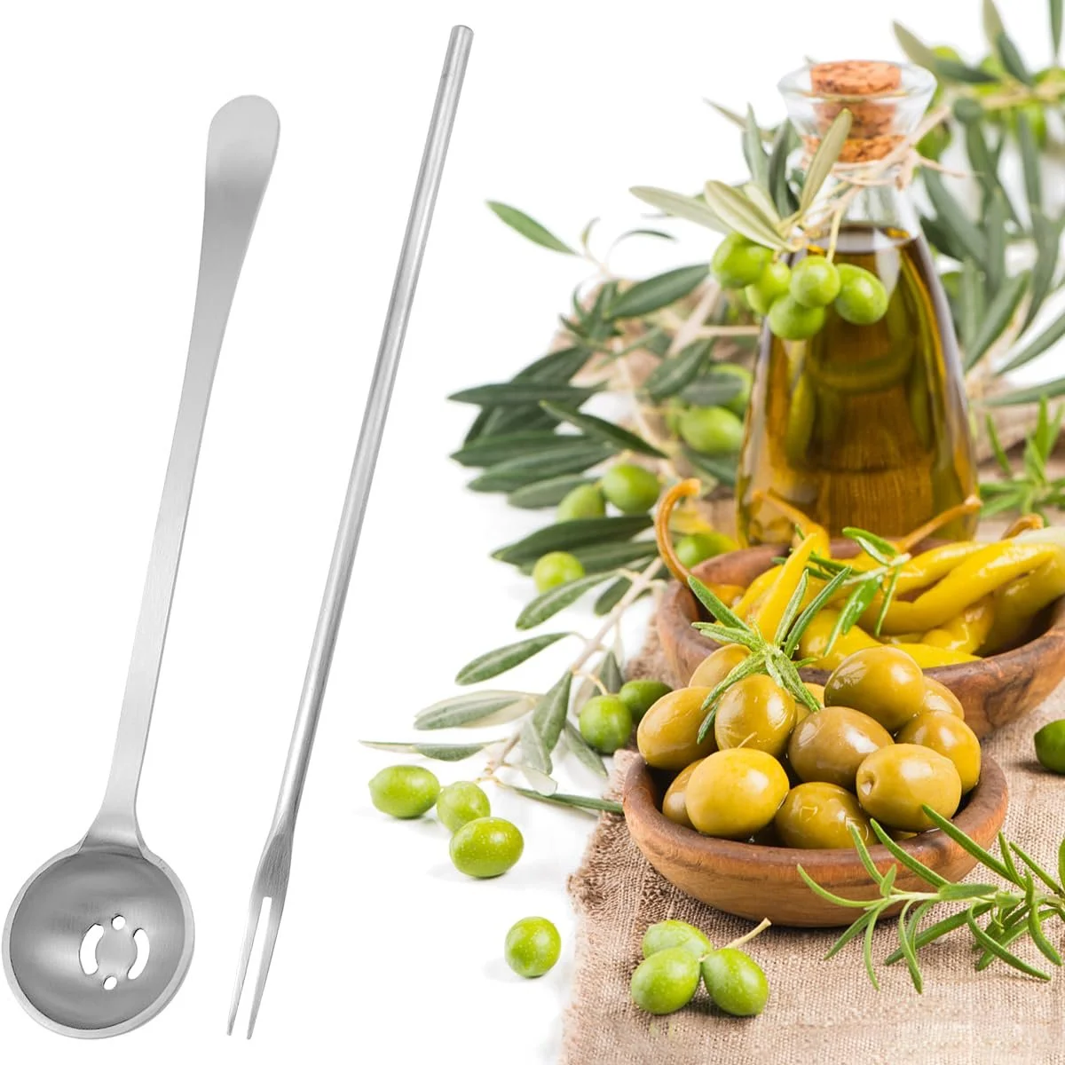 Ложка для оливок та виделка для огірків 18 см 4 шт. Нержавіюча сталь, фото №5