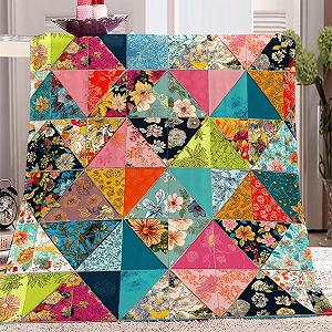 Фланелева Покривало Геометрія Градієнт Кольори Квітковий візерунок - Фото 1