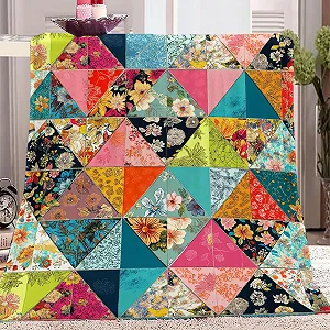 Фланелевое одеяло Геометрия Градиент Цвета Цветочный узор Плюшевое Легкое Флисовое Покрывало Одеяла, 150 x 200 см Мягкое одеяло для дивана и кушетки на все сезоны Красный Зеленый - Фото 1