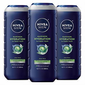 Гель для душу для чоловіків Nivea Men Maximum Hydration 3-в-1 з алое вера 16,9 унцій пляшка (упаковка з 3 шт) - Фото 1