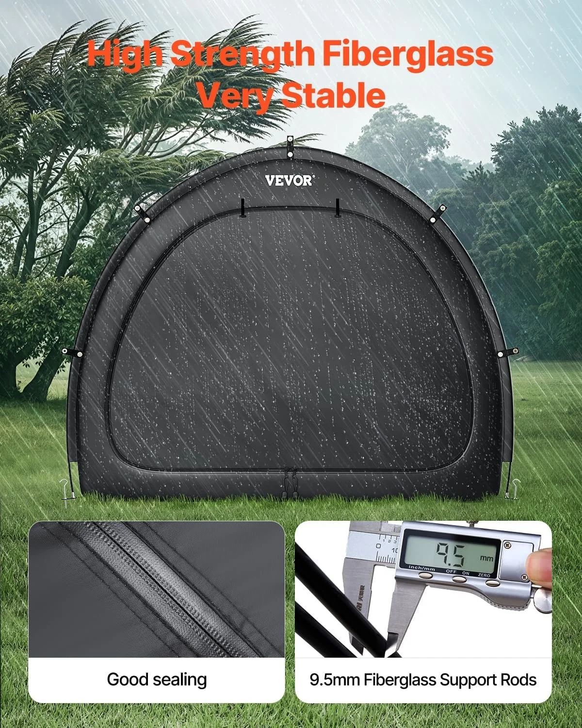 Палатка для хранения велосипедов VEVOR BYSKU5 Черная, фото №4