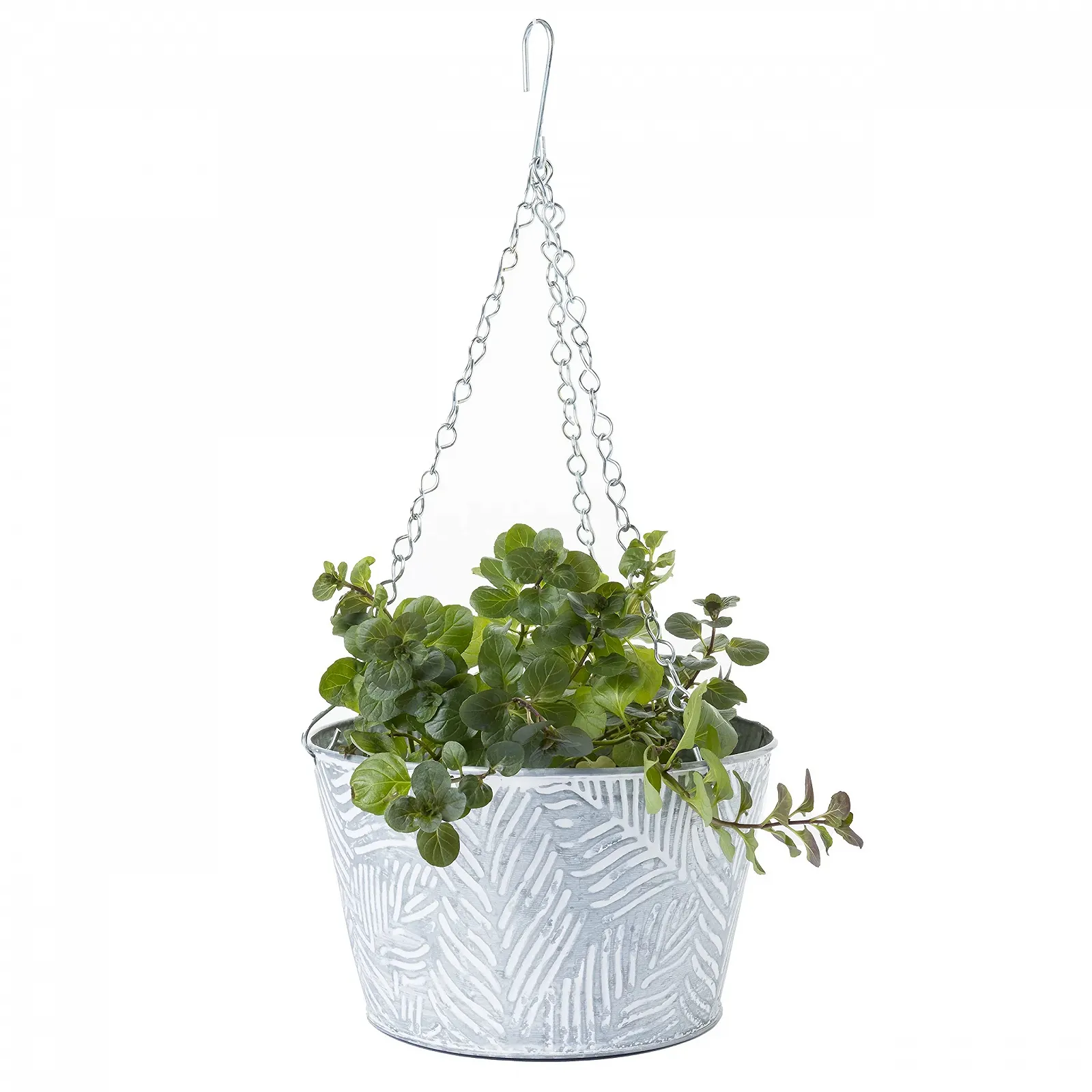 Підвісний кошик Набір 2 шт. Оцинкована сталь 3D дизайн пальмове листя Атмосферостійкий, фото №3