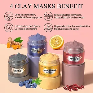 Набір глиняних масок для обличчя Shvyoga Вітамін C, Куркума, Грязь Мертвого моря synthetic.ua - Фото 1