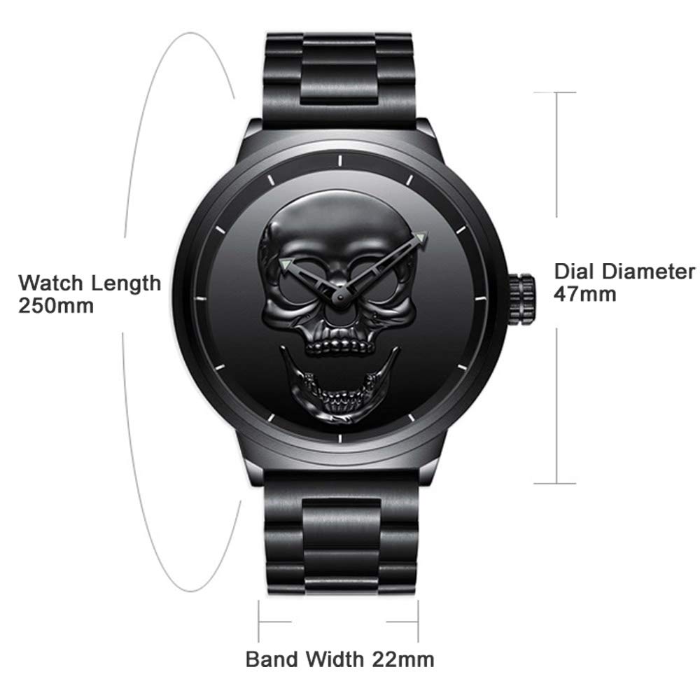 Мужские часы GIMTO Quartz с большим циферблатом и стальным браслетом Skull, фото №6