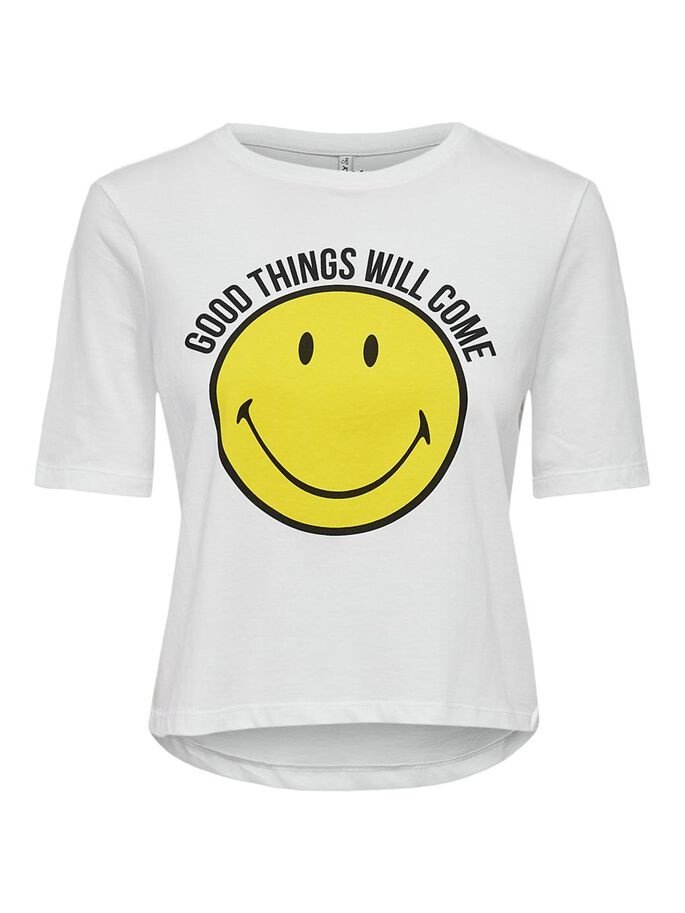 Футболка ONLSMILEY LIFE TOP BO 15232818 Bright  GOOD ONLY Білий S, фото №4